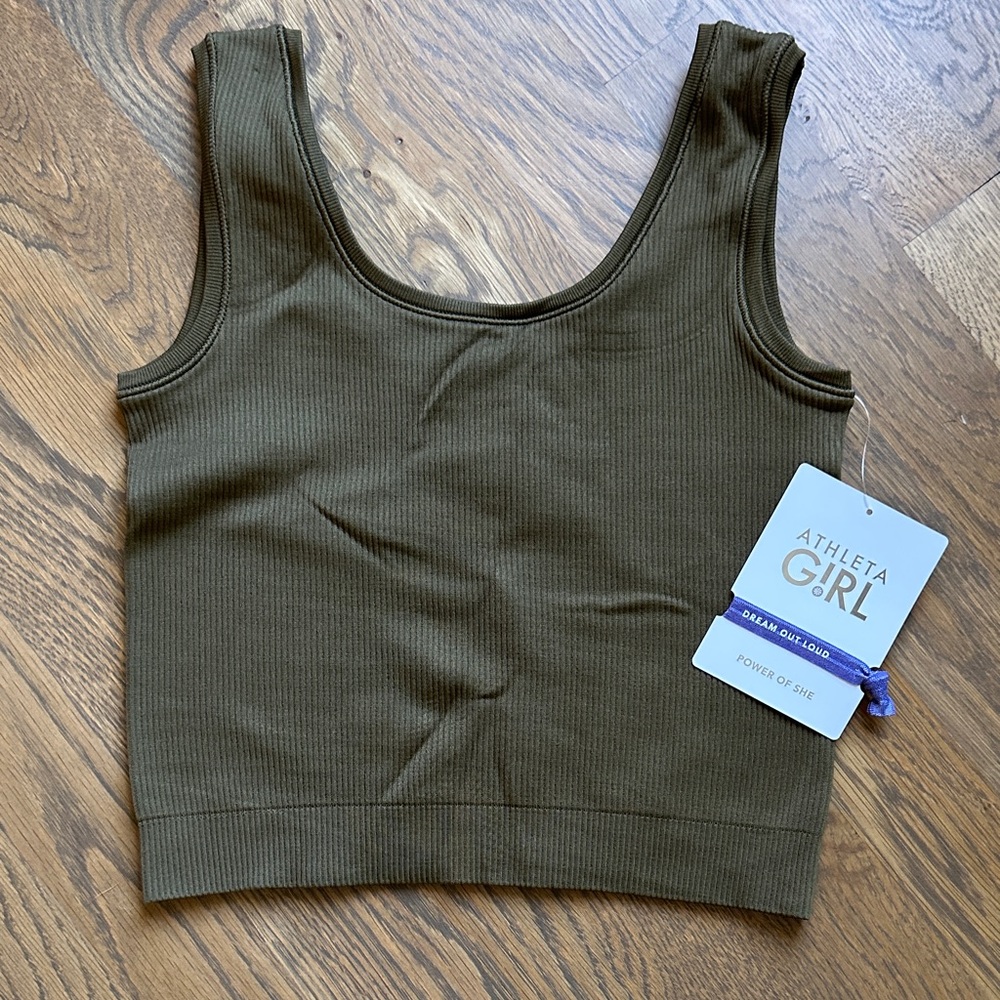 Athleta Girl Olive Ribbed Tank